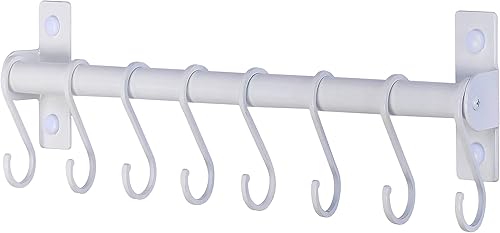 Miniatura 10 de Dseap Perchero de Utensilios de Cocina, Estante para Ollas y Sartenes Montado en la Pared, Riel de Cocina con 8 Ganchos para Colgar Utensilios de