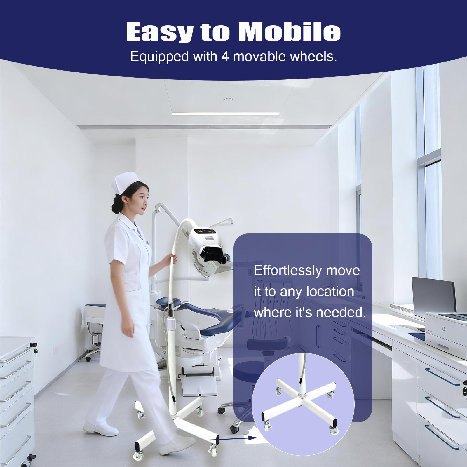 Sbiancamento dei denti – Dispositivo mobile a luce LED fredda con 8 lampadine, 3 impostazioni di illuminazione, altezza regolabile, timer da 30 minuti per sbiancamento dentale efficace