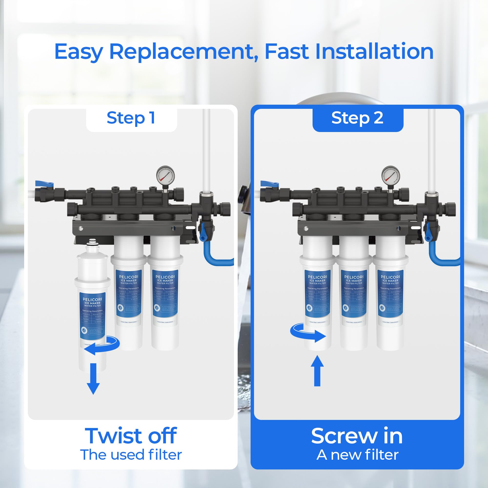 4HC-H Water Filter Replacement Compatible with Hoshizaki H9655-11 Filtration System H9320-51 H9320-52 and H9320-53 3 Pack — view 5