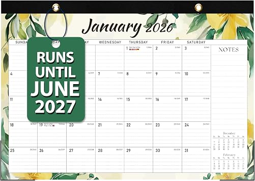Desk Calendar 2026-2027, 18 Months Desktop/Wall Calendar 2026 Run until Jun. 2027, 17" x 12" Large Desk Planner, Home School Office Supplies for Women & Men