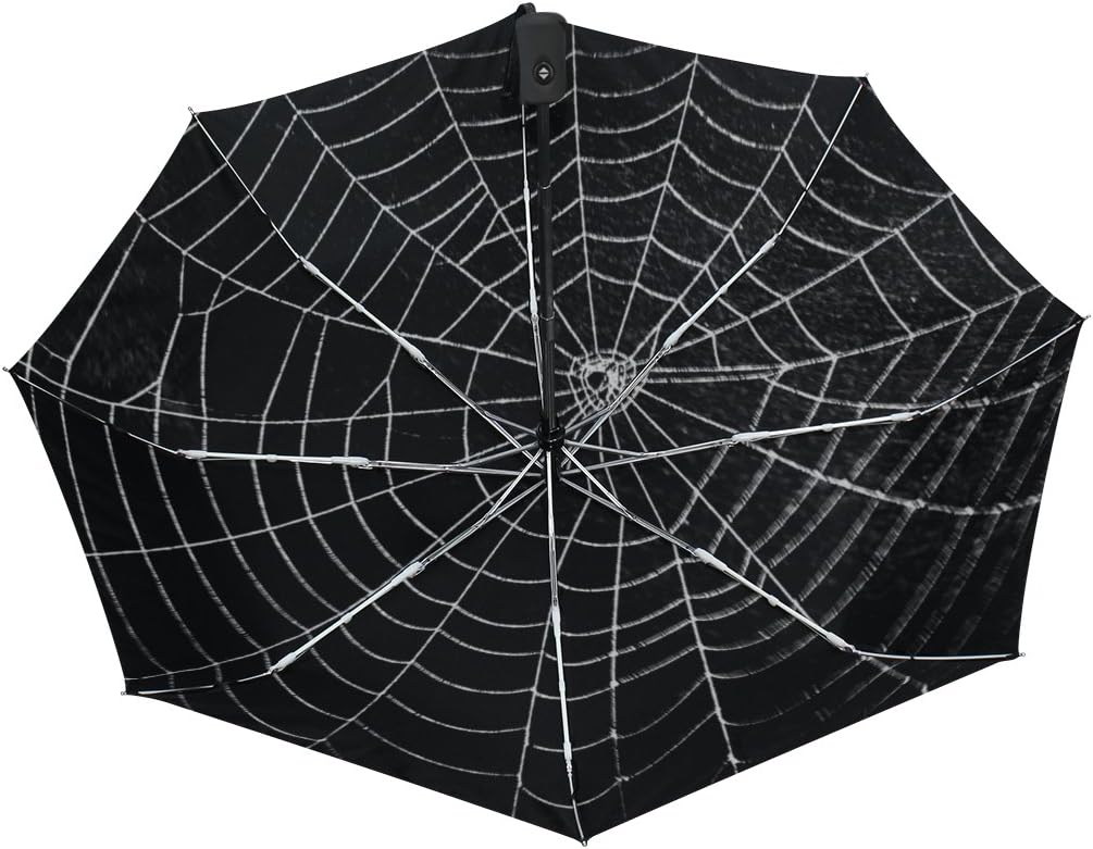 Naanle Happy Halloween Spider Web Auto Open Close Foldable Windproof Travel Umbrella