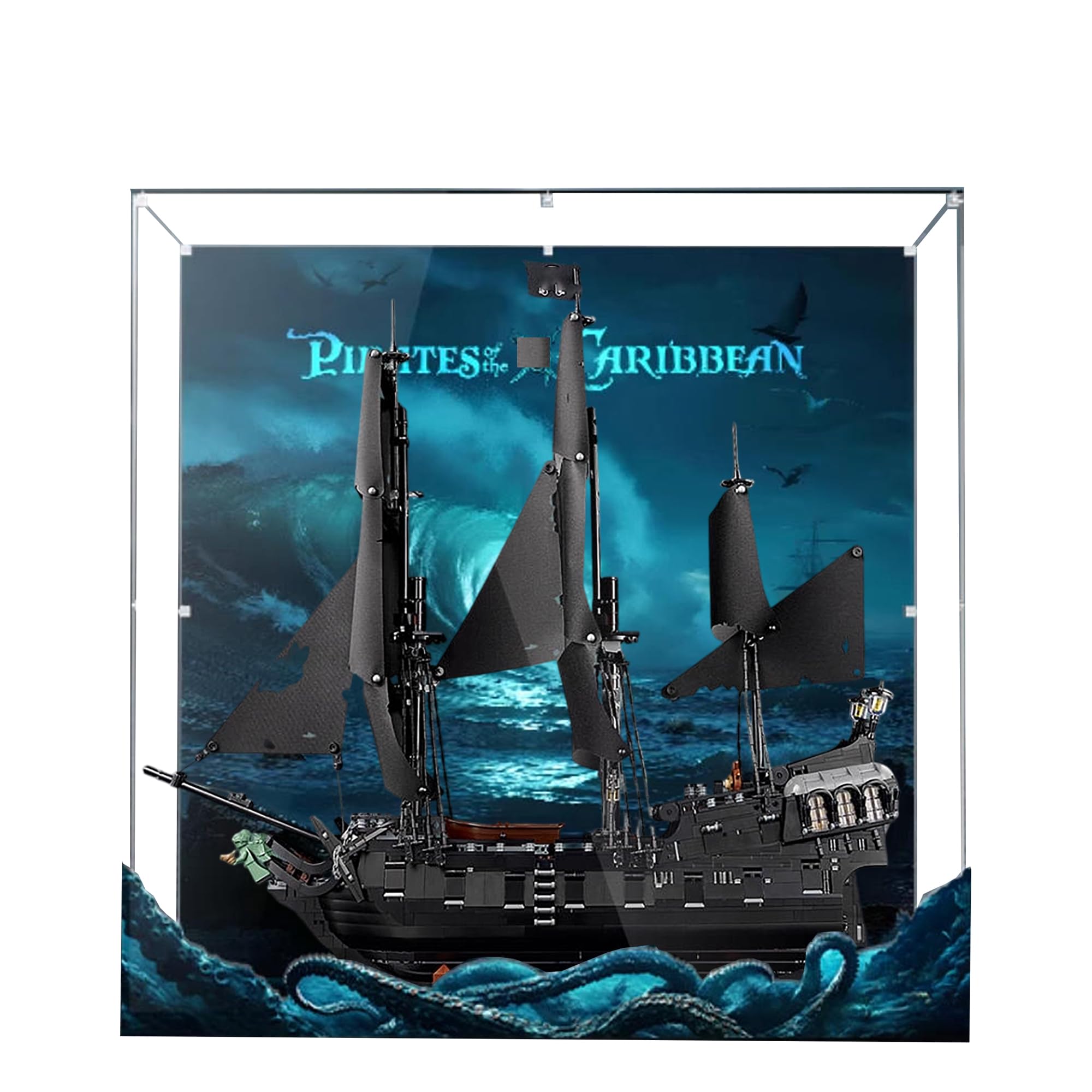 Acrylic Display Case for Lego 10365 Black Pearl Pirate Ship Model, 3mm Dustproof Display Box, Display Case Compatible with Lego 10365 (Model Not Included)