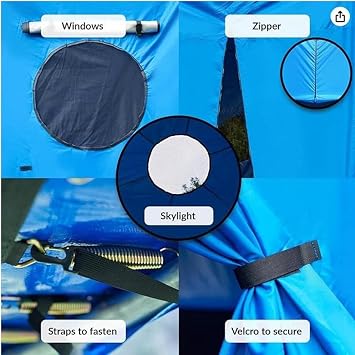 6FT/8FT/10FT/12FT/14FT/15FT Trampoline Tent, Trampoline Tent Cover, Waterproof Oxford Trampoline Canopy, Trampoline Sun Shade for 6 Straight Pole Round Trampoline