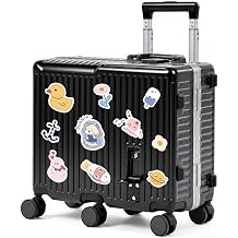 Kids Ride-On Luggage, 20" Aluminum Frame Carry-On with 6 Wheels Black | Premium Construction, 200 lb Capacity, Foldable Footrest, Dual Locks, Easy-Lift Handles & Utility Hook for Family Travel