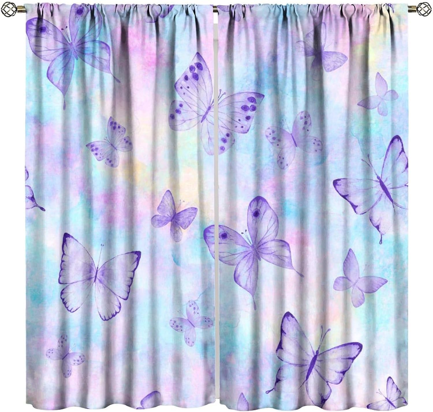 Curtains For Bedroom Blackout - Flowers Animals Butterflies - 3D Print Pattern Eyelet ​Thermal Insulated - 170X200 Cm (W + H) - 90% Blackout Curtains For Kids Boys Girls Playroom Living Roo-350135405