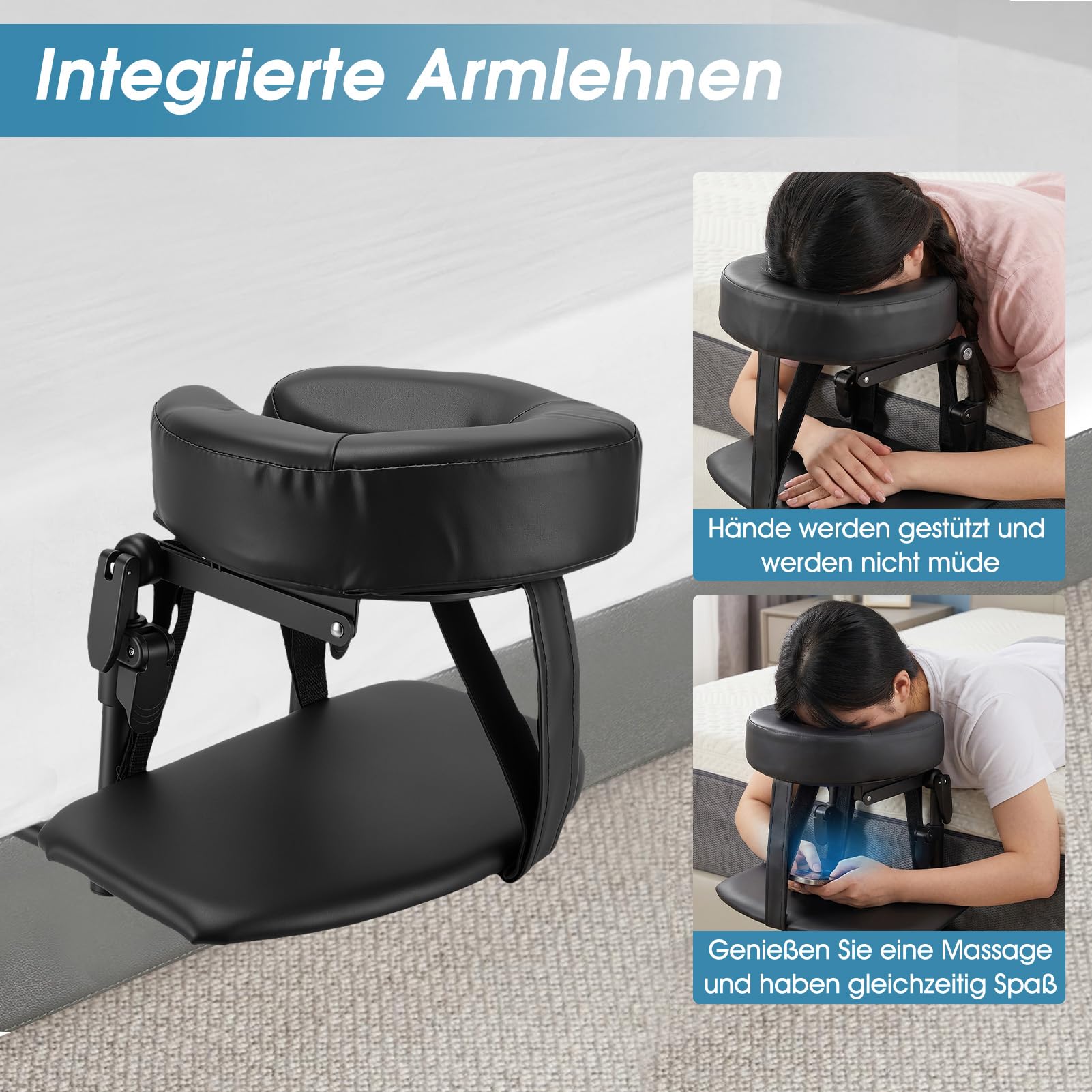 VINGVO Massage Kopfstütze Für Bett,Verstellbares Kopfstütze Massage Bett Mit Armlehne,Betts Massages Kopfteil U-Förmiges Kissen Für Schönheitsbett Universal Für Salon Spa Zuhause