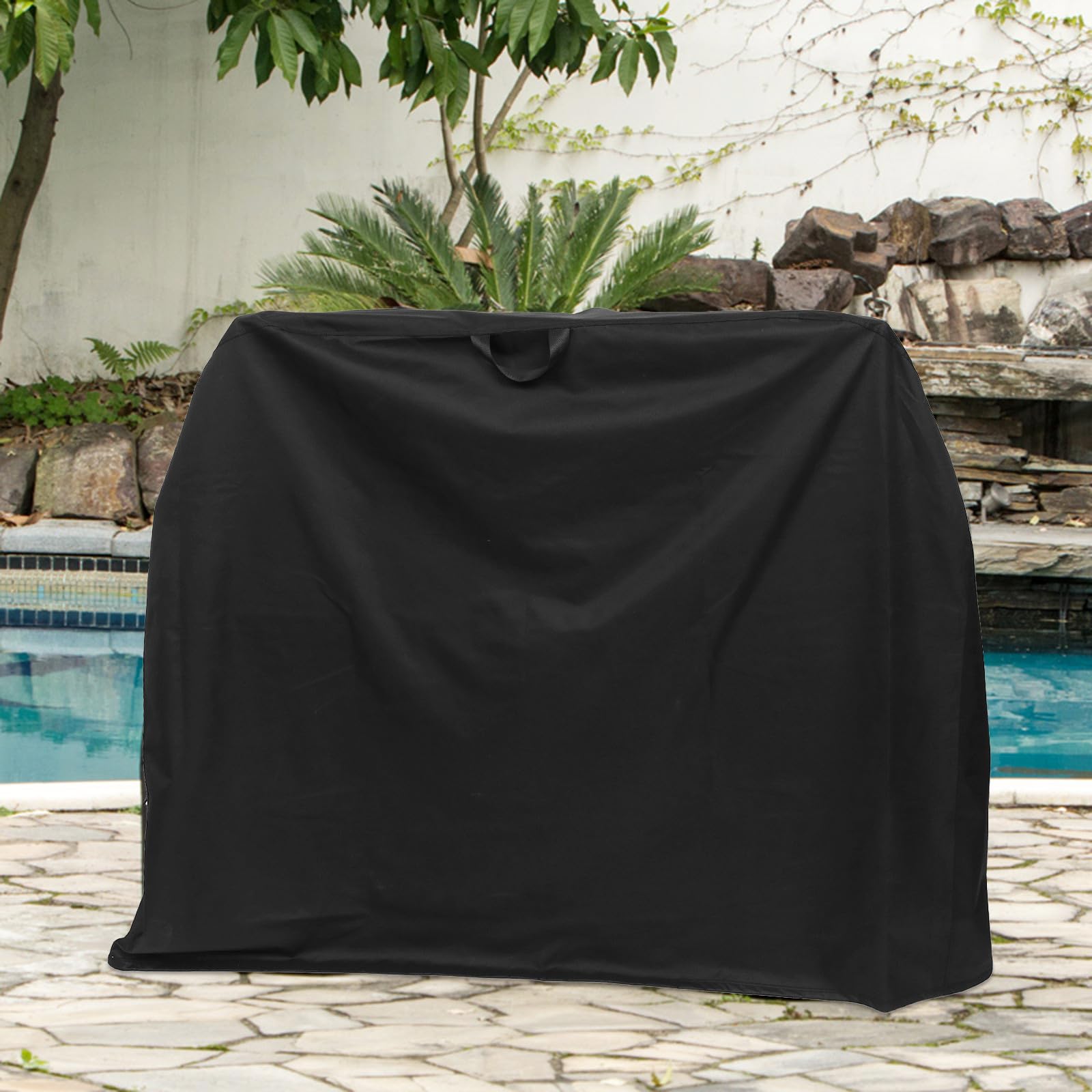 CALLARON Funda para Barbacoa de Exterior en Tela Oxford 600d Negra, y Resistente al Viento para Protección de Parrillas y Muebles