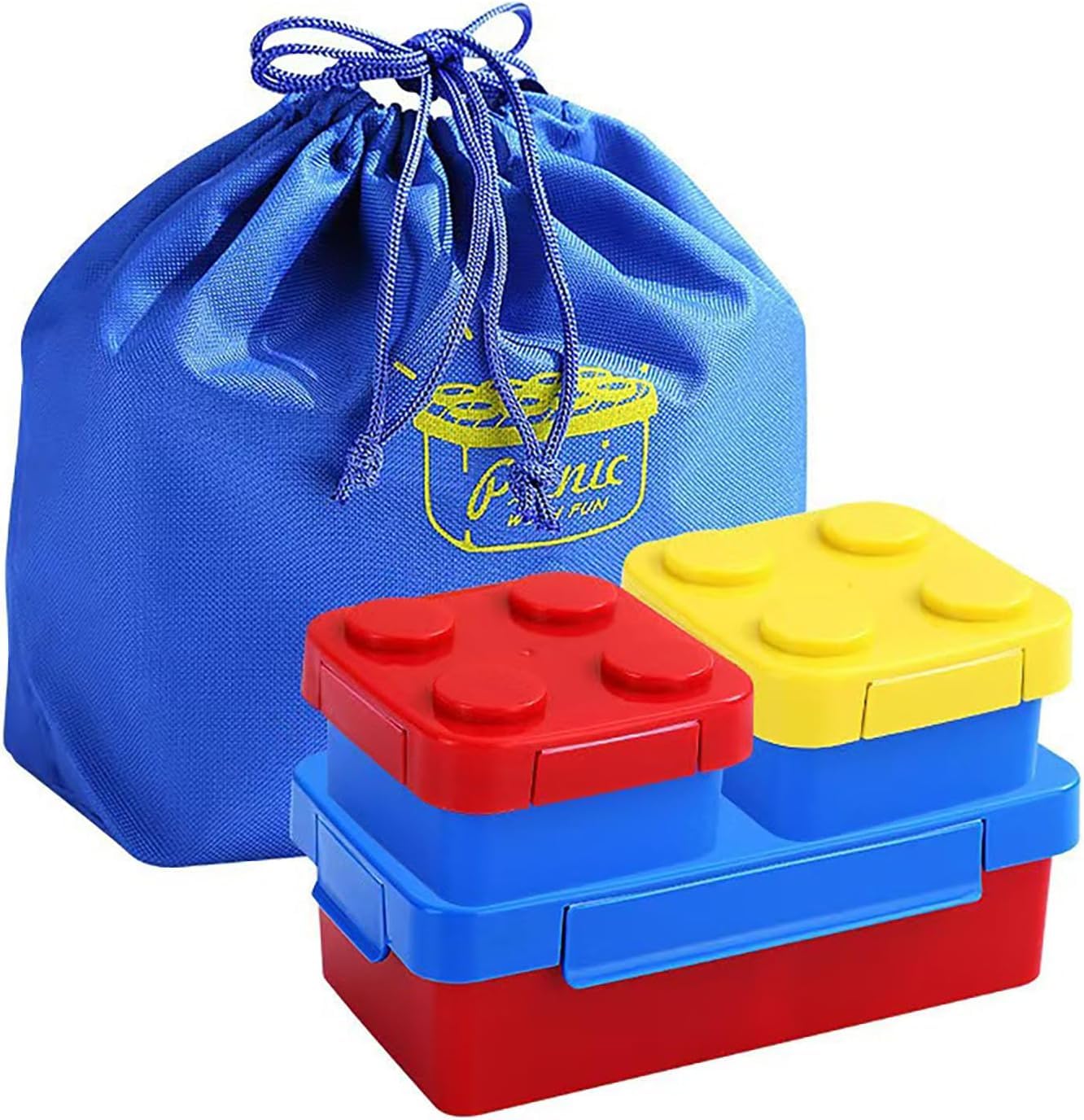 Bento Lunch Box for Kids - Brick Design Stackable Lunch Box Container For Family Picnic Travel