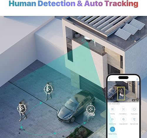Miniatura 3 de SV3C PTZ Cámara de seguridad WiFi para exteriores, cámara domo inalámbrica de 5MP para interiores con seguimiento automático, visión nocturna