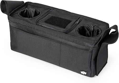 Tactical Baby Gear Organizador de cochecito  Consola universal para padres con portavasos aislados, bolsillo refrigerador, teléfono frontal y