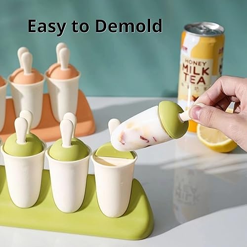 Vista 2 de Popsicle Mold Set for Kids 8 Pieces Silicone Popsicle Maker Ice Cream Molds DIY Frozen Ice Pop Molds Kitchen Accessories Easy Release Breastmilk