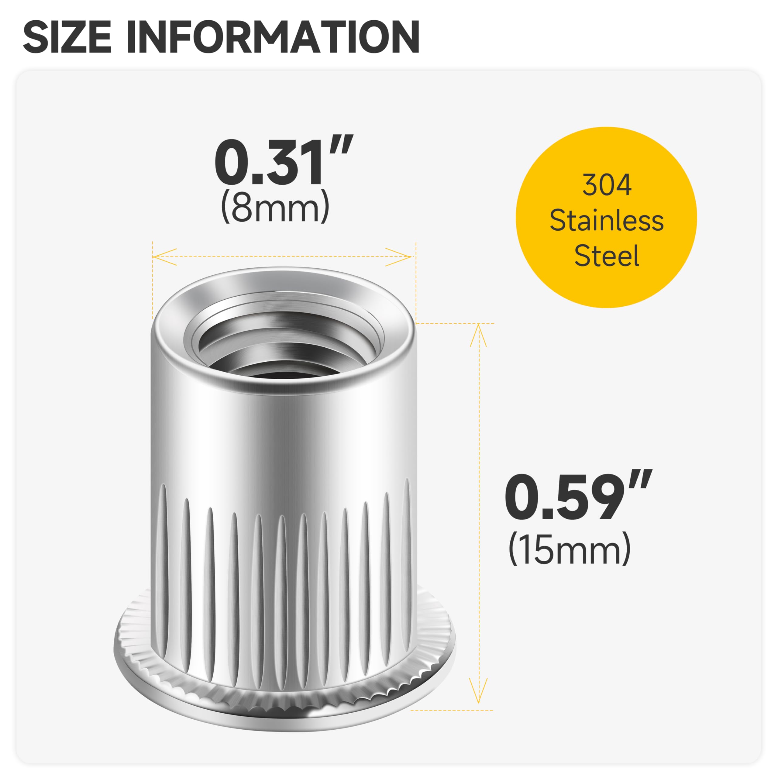 Snapklik.com : Mywish 100Pcs #10-24 Rivet Nuts, 304 Stainless Steel ...