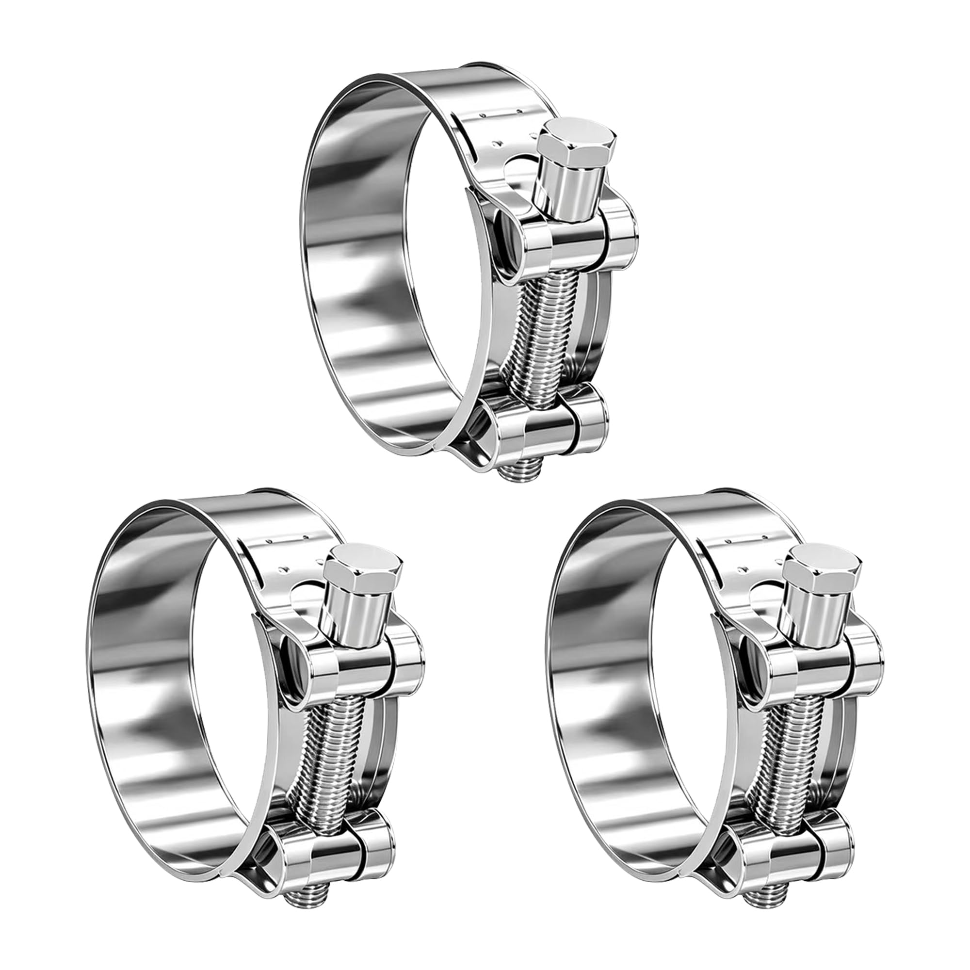 3PCS Heavy Duty T-Bolt Hose Clamps, Adjustable 80-85mm, 304 Stainless Steel Pipe Clips, High Pressure Exhaust Clamps for Automotive, Plumbing & Industrial Use