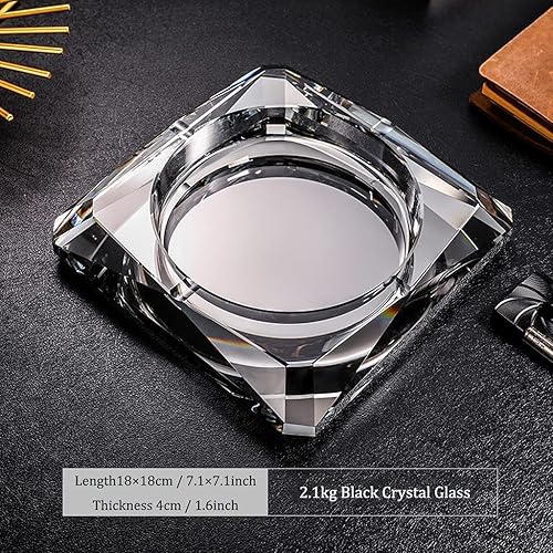 Miniatura 8 de Cenicero de cristal para cigarrillos, bandeja cuadrada para cenizas de cigarros para decoración de mesa de escritorio de oficina en casa, cenicero