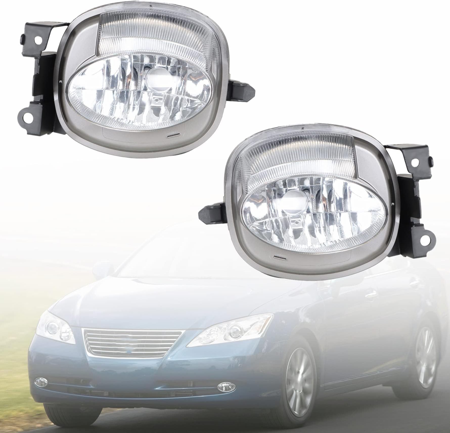 munirater 1 Pair of Front Bumper Chrome Fog Light with Bulb Replacement for Lexus ES350 2007-2009