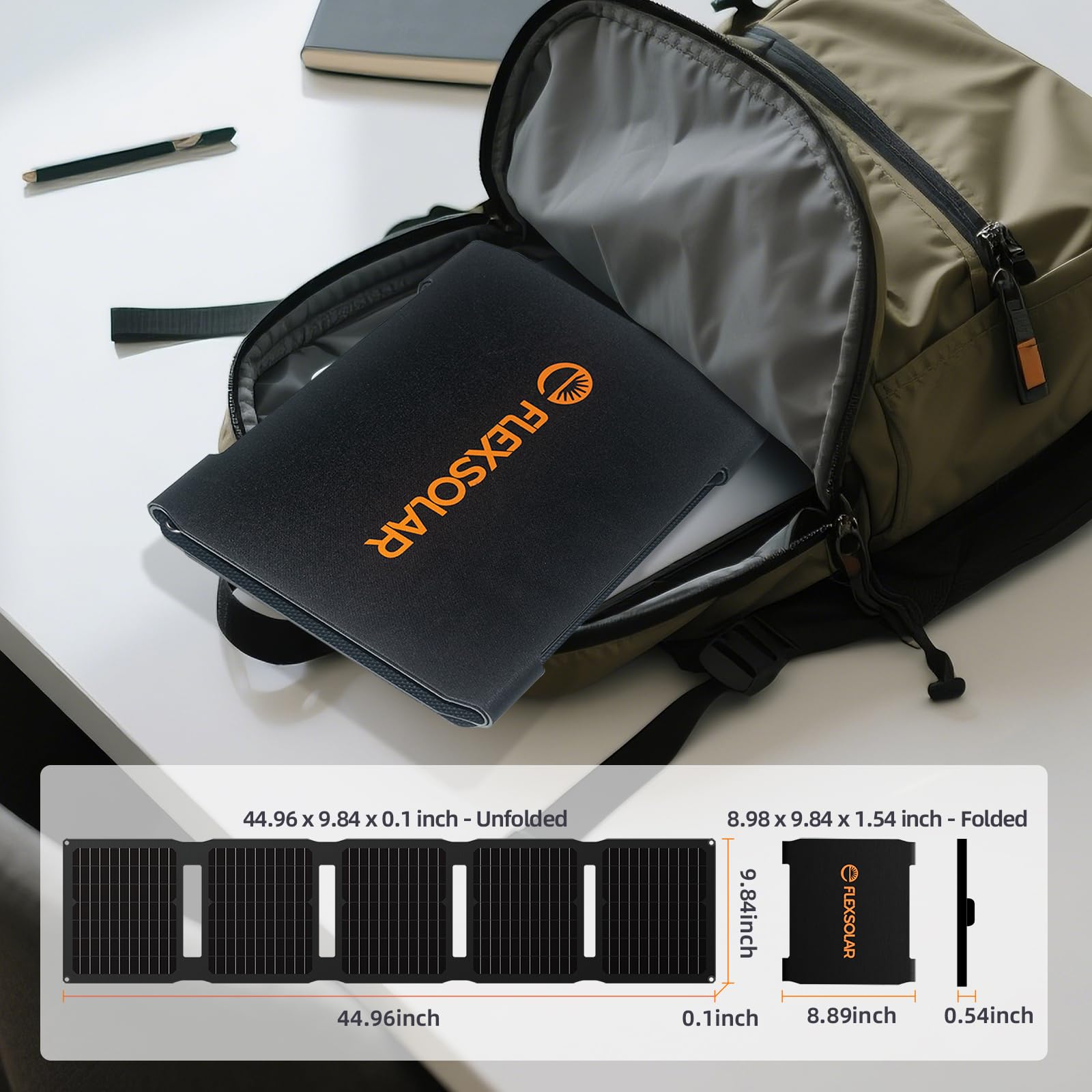 FlexSolar Pannello solare 40 W, PD2.0 USB-C, QC3.0 USB-A e pannello DC | IP67 waterproof solar charger for small power stations, phones, and power banks