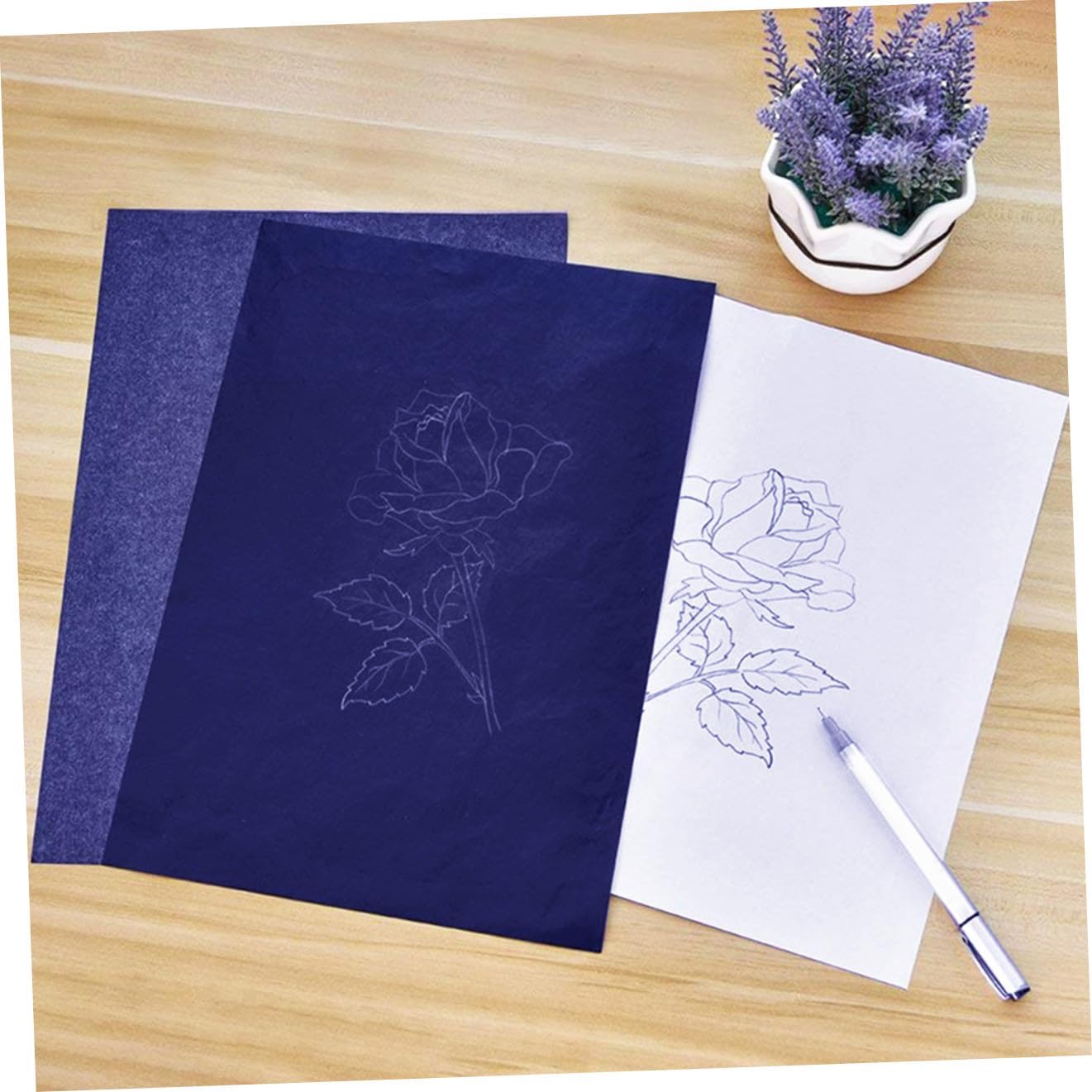 Angoily 100pcs Graphite Carbon Transfer Paper for Tracing Painting Carbon Coated Paper Canvas