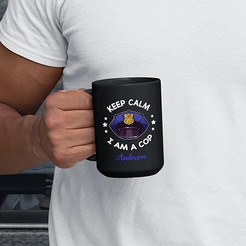 Miniatura 3 de Keep Calm I Am A Cop Mug, Customized Police Captain Gift With Name, Policeman Ceramic Cup, State Trooper Pottery Mug, Cop Porcelain Cup From Family,