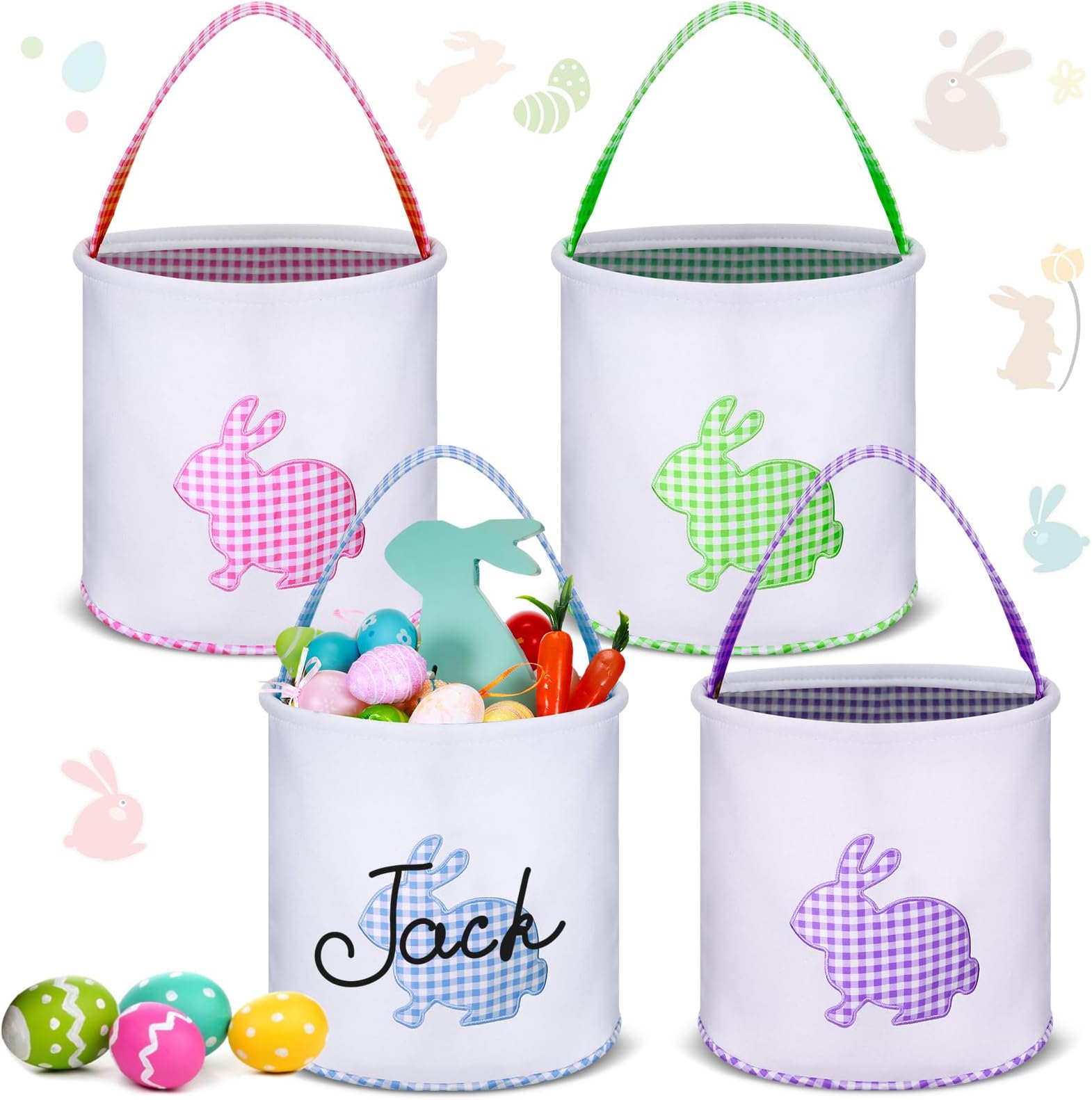 Cosblank 4 Pcs Easter Basket for Kids Easter Bunny Basket