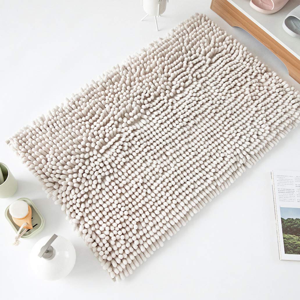 Non-Slip Bathroom Rug Machine-Washable Shaggy Chenille Shower Mat Soft Plush Water Absorbent Bath Floor Mats