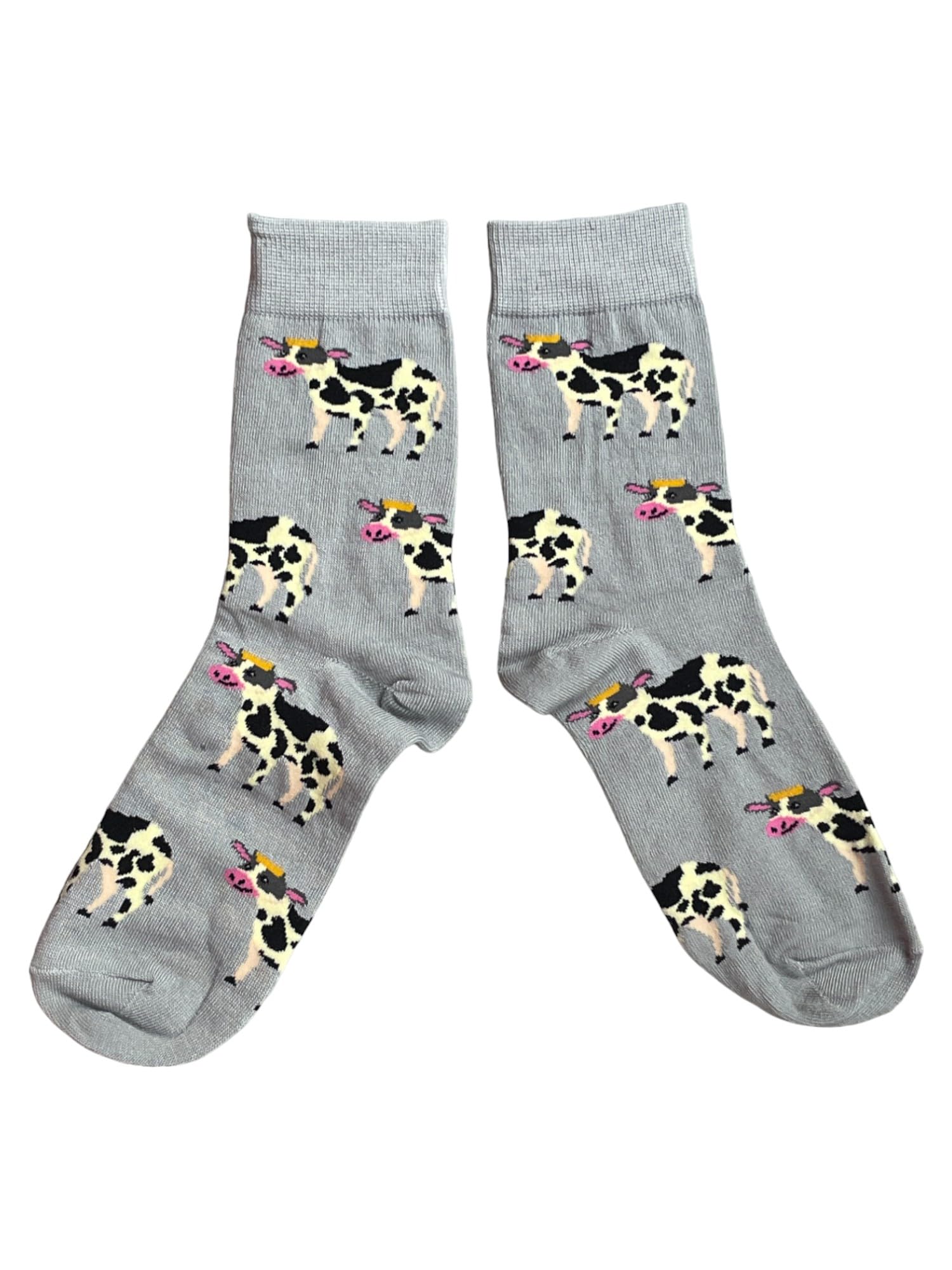 Sock Shack Women's Grey Herd Of Happy Holstein Friesian Cows Socks One Pair Multicolour 4-8 Uk / 37-42 Eur/ 6-10 Us