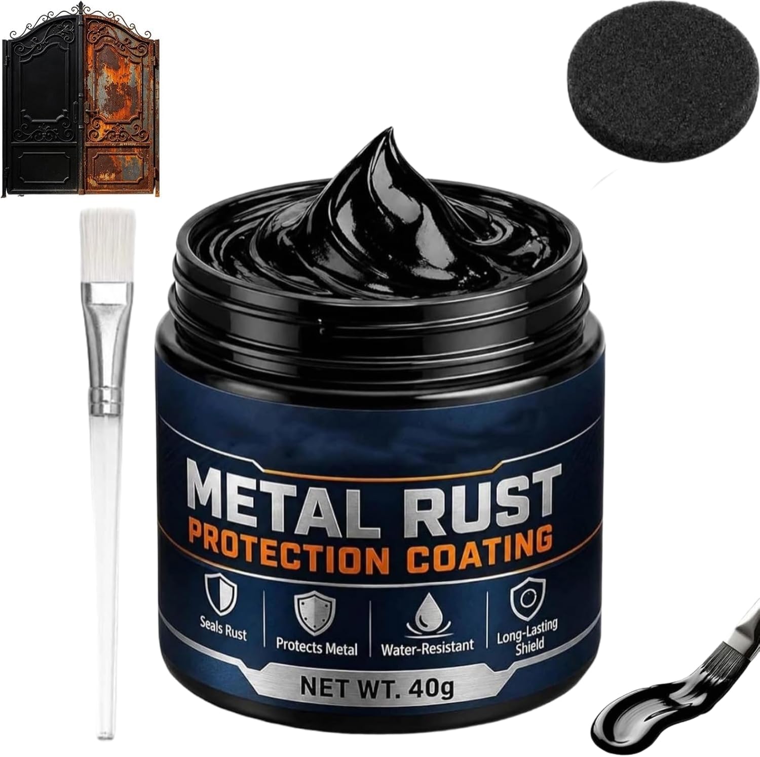Metal Rust Protection Black Repair Paste,Rust Converter,Rust Paste for Metal,Rust Remover for Household Metal Surfaces,Fences,Tools,Quick-Drying Formula,Weatherproof,Long-Lasting Anti-Rust，1
