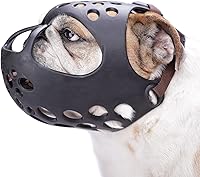 BARKLESS Short Snout Dog Muzzle for English French Bulldog - Soft Mouth Guard Prevents Biting Chewing, Allows Drinking Panting for Grooming Walking