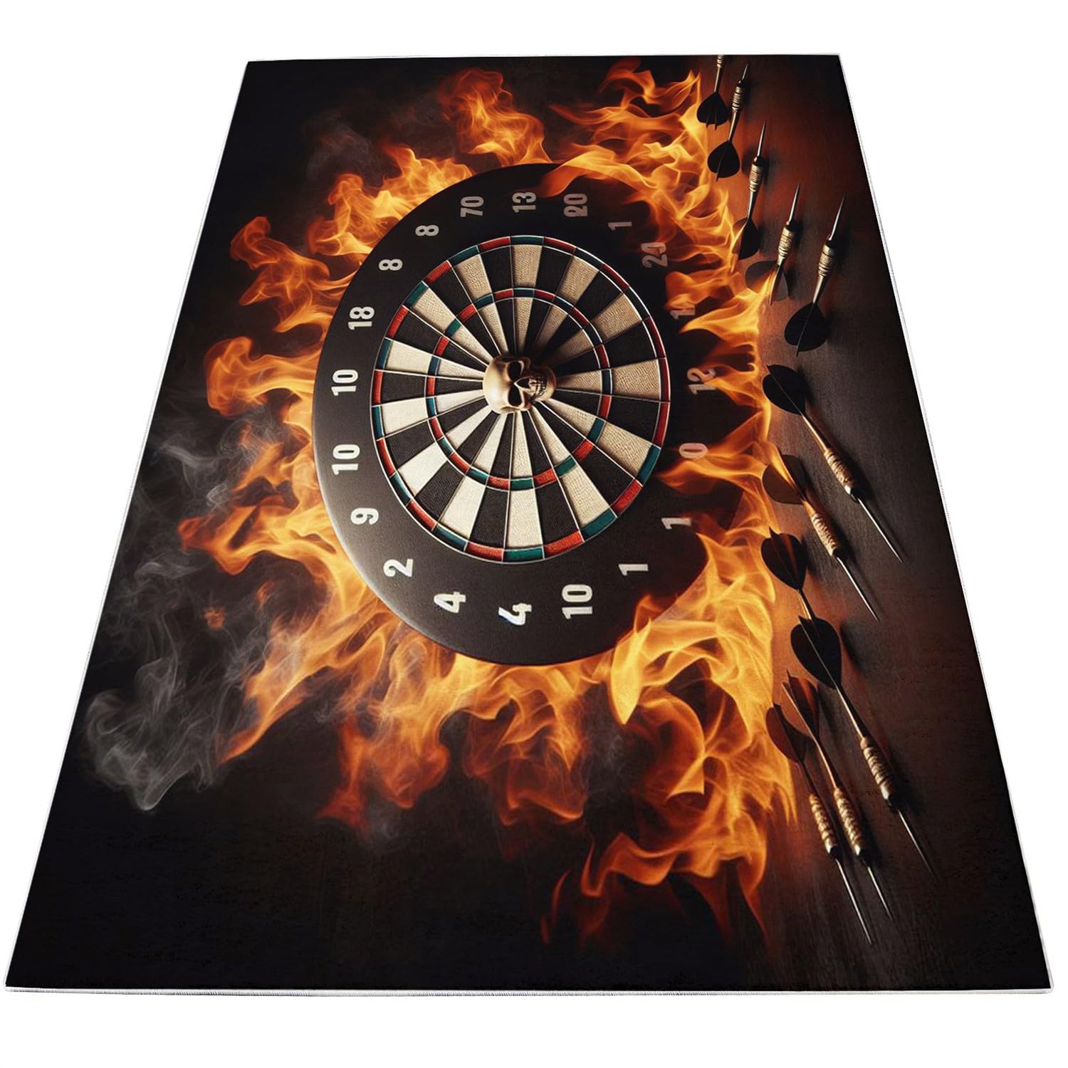 Teppich Dekoration 120x170cm Flame Darts Roulette-Thema Rutschfester und Waschbarer Flanell Teppich Schwarz, für Schlafzimmer Kinderzimmer Wohnzimmer Moderner Balkon Esszimmer