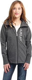 Ariat Junior Team Logo Full Zip Fleece Top - Charcoal Grey