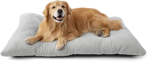 Bedsure Cama lavable XXL para perro jaula, almohada gigante de felpa esponjosa para mascotas con parte inferior antideslizante, lavable a máquina,