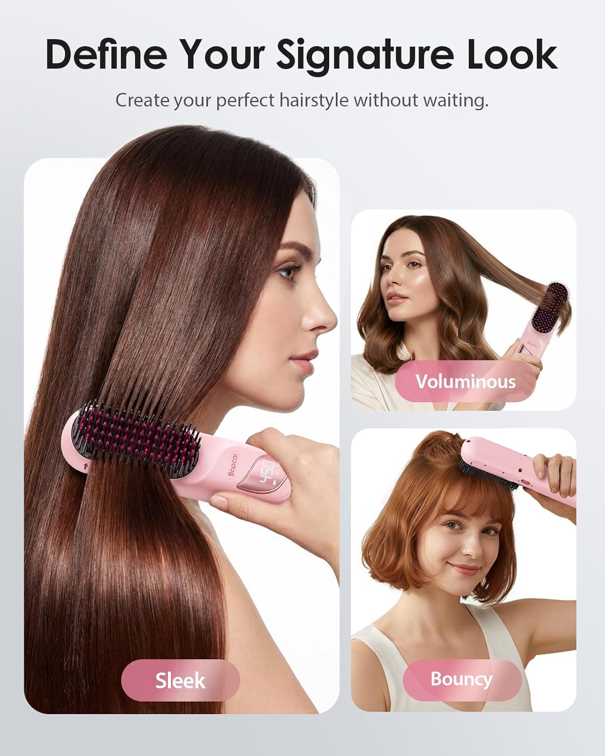 Cordless Hair Straightener Brush with Charging Dock, Portable Travel Hair Straightening Brush with 300M Negative Ions, 10,000mAh Battery, Fast Heating Anti-Frizz Ionic Styling Comb for Women