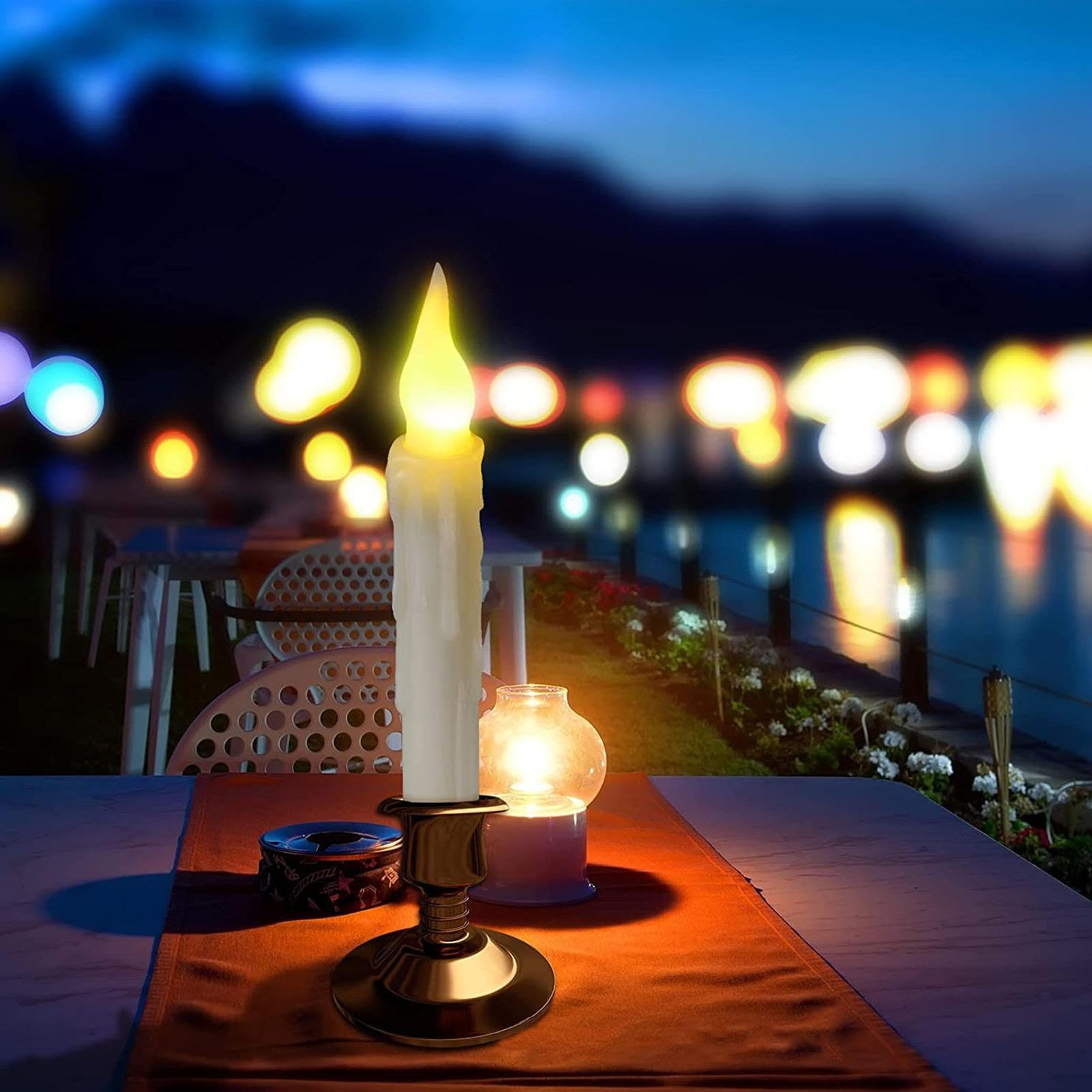 Velas LED flotantes,12 Velas sin Llama - Velas sin Llama con Pilas | Velas LED duraderas con Control Remoto, Velas cónicas 6,6 Pulgadas para cumpleaños, temática