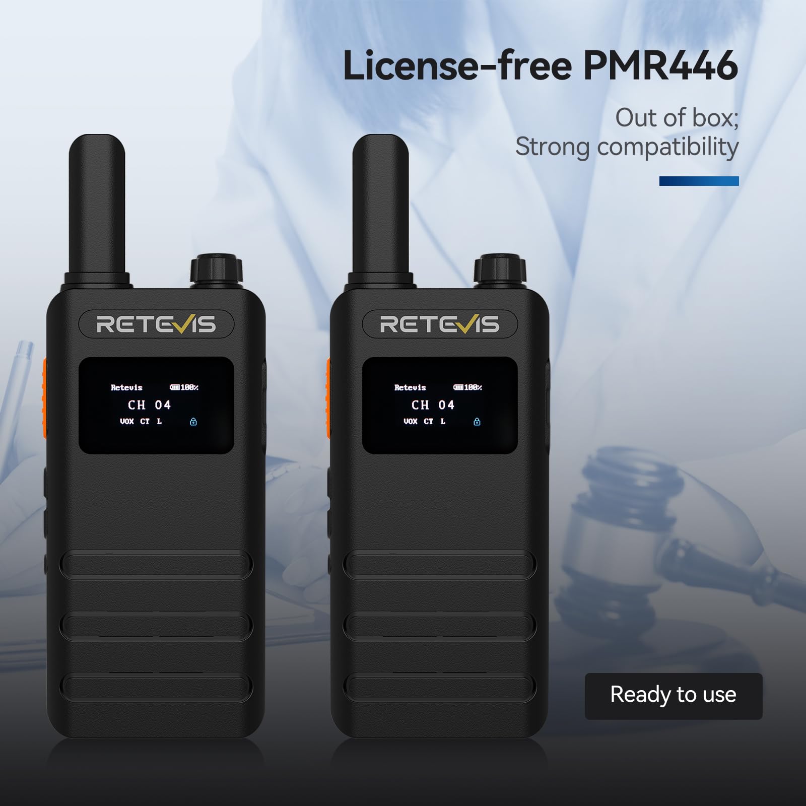 Retevis B63S Walkie Talkie for Adults LCD Screen Pocket Radio with 6-Way Charger, RT622 3.0, 15 mm Slim, VOX - Image 4