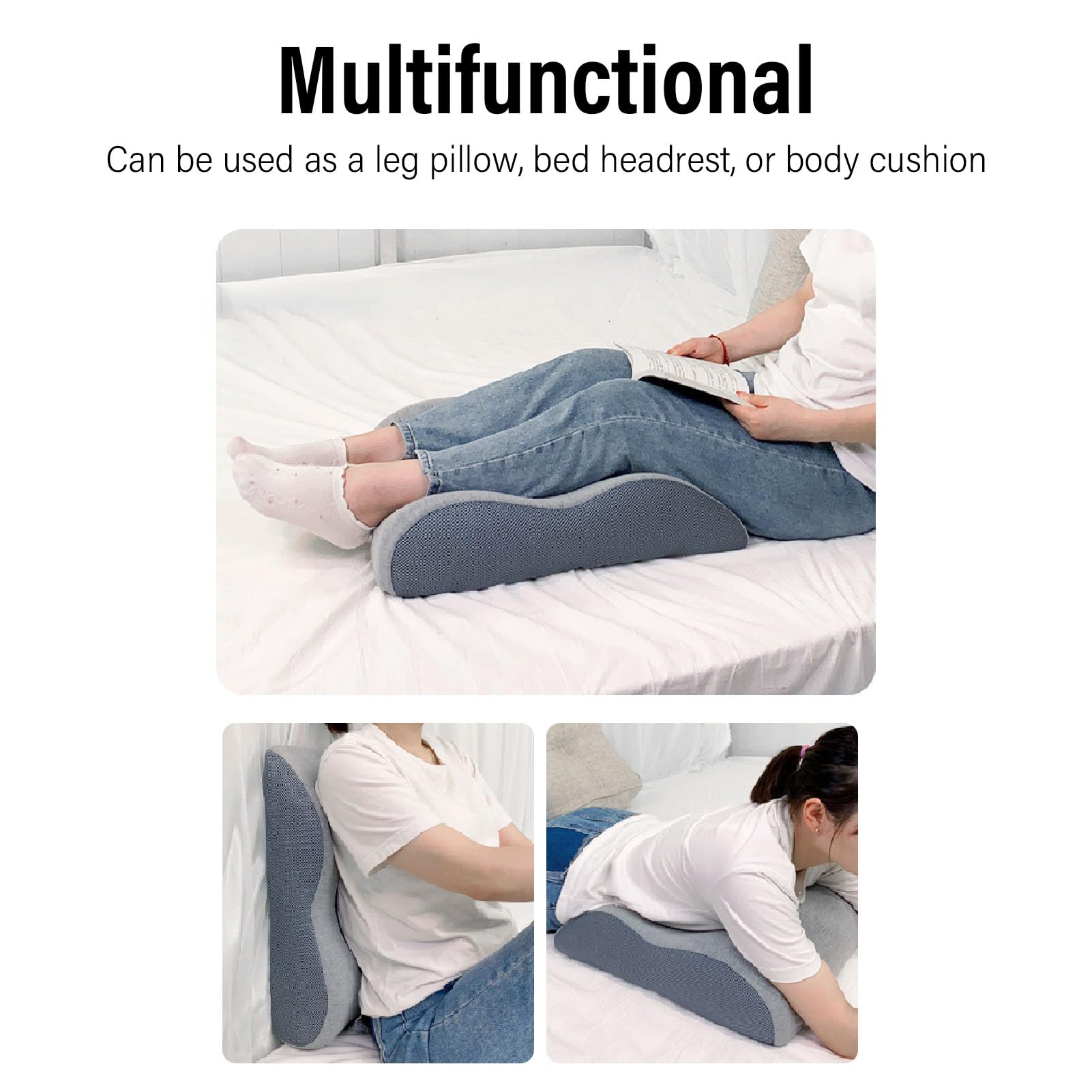 Fabater Cuscino per Elevazione delle Gambe, Cuscino per Gambe in Memory Foam Poggiagambe Cuscini per Elevazione del Piede a Cuneo per Gonfiore, Cuscino per Supporto per Gambe in Memory