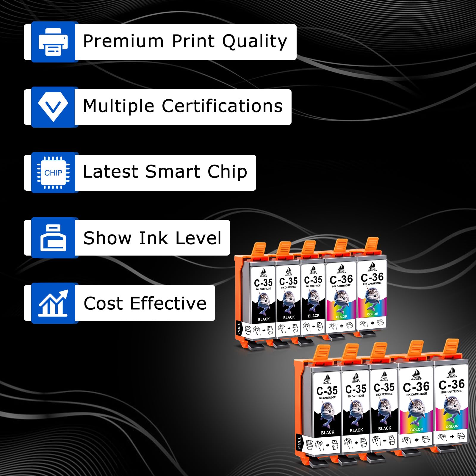 B-T Compatibile Cartucce D'inchiostro Sostituzione Per Canon Pgi 35 Cli 36 Pgi 35 Bk Cl 36 Per Canon 152528s
