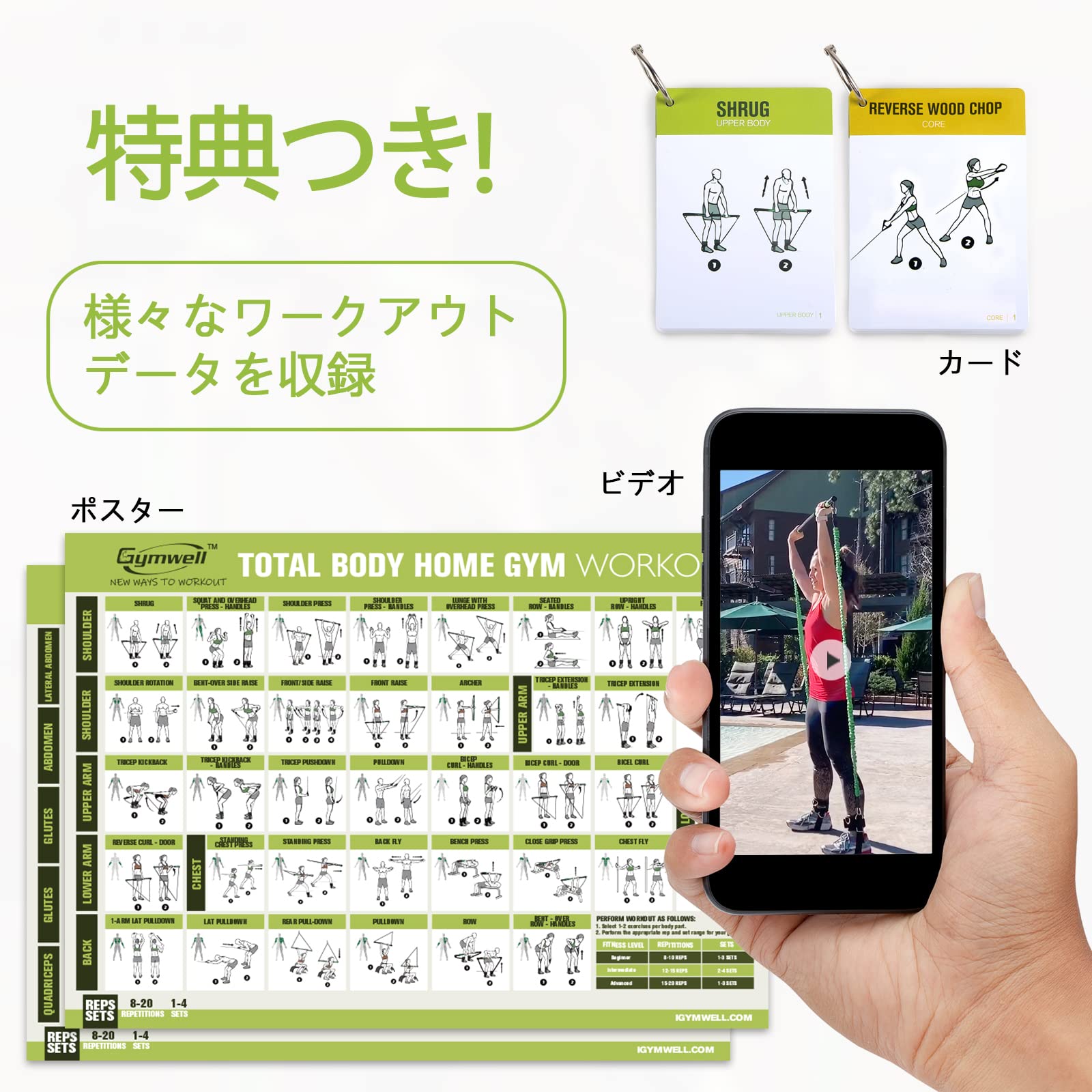 Amazon.co.jp: Gymwell トレーニングチューブ ポータブルホームジム筋