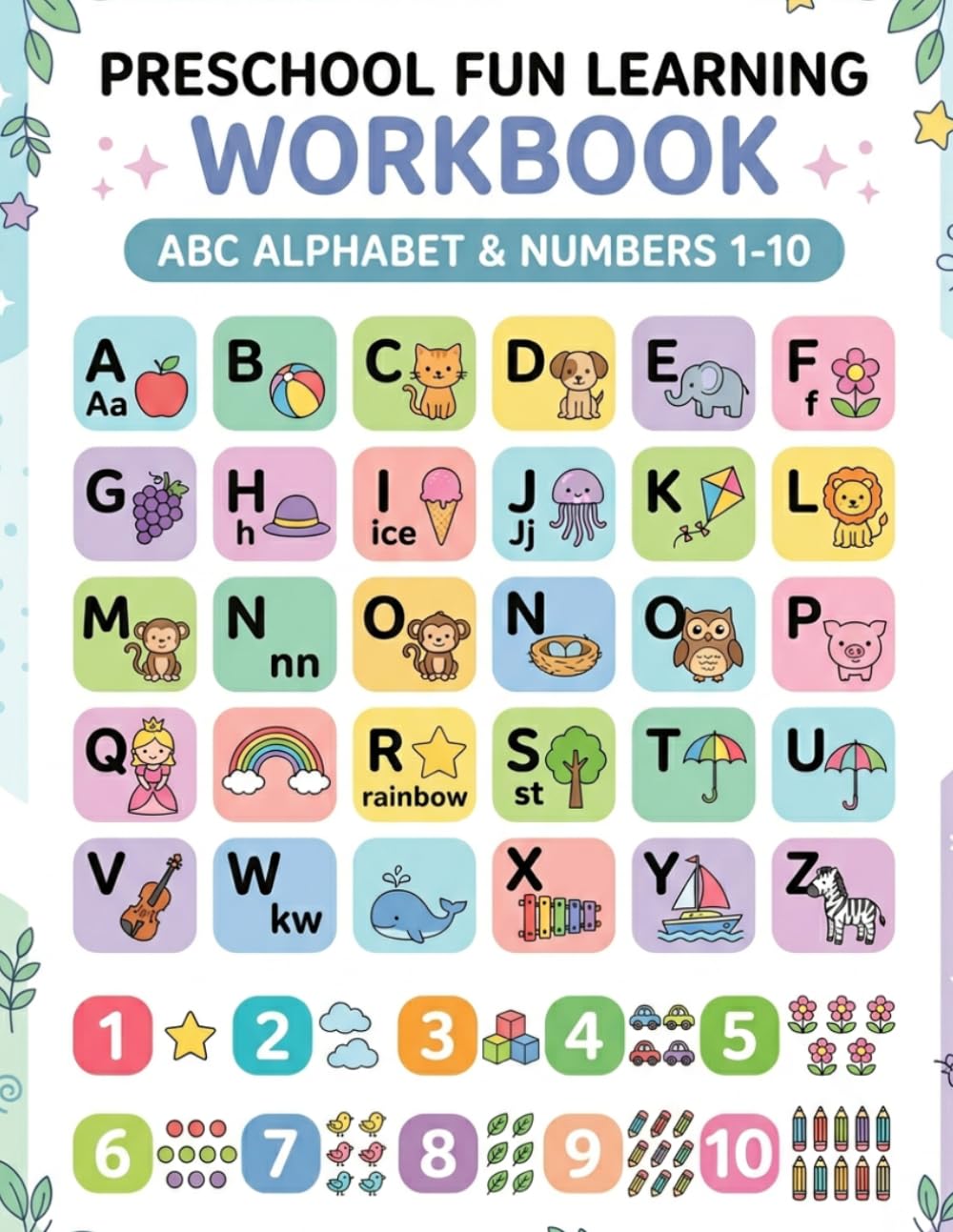 ABC and 123 Learning Book for Kids: Alphabet, Number Tracing, Counting and Fun Activities for Ages 3–8