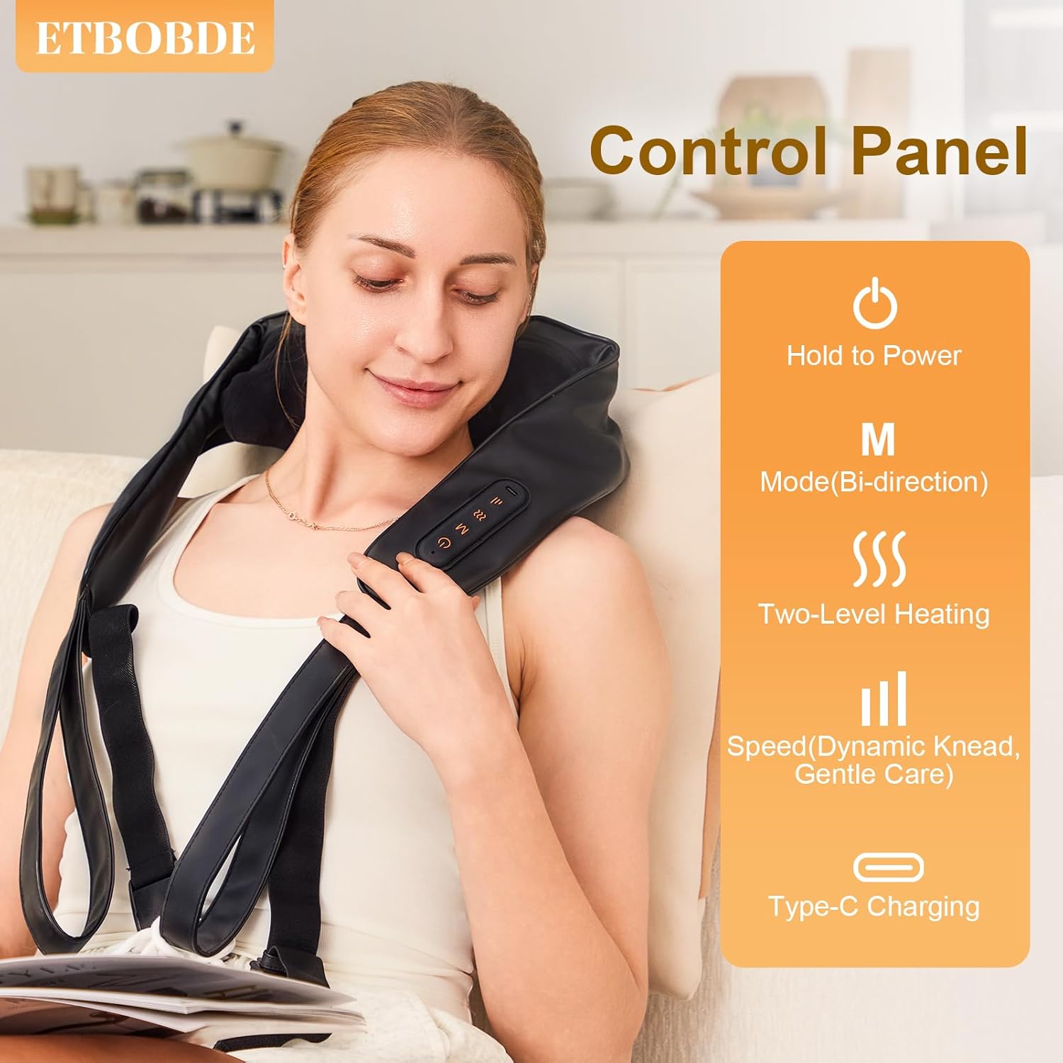 Neck Massager with Heat Cordless Electric Shiatsu Neck and Shoulder Massager for Pain Relief Deep Tissue Lower Back Massage, Chair Office Home Car Gift