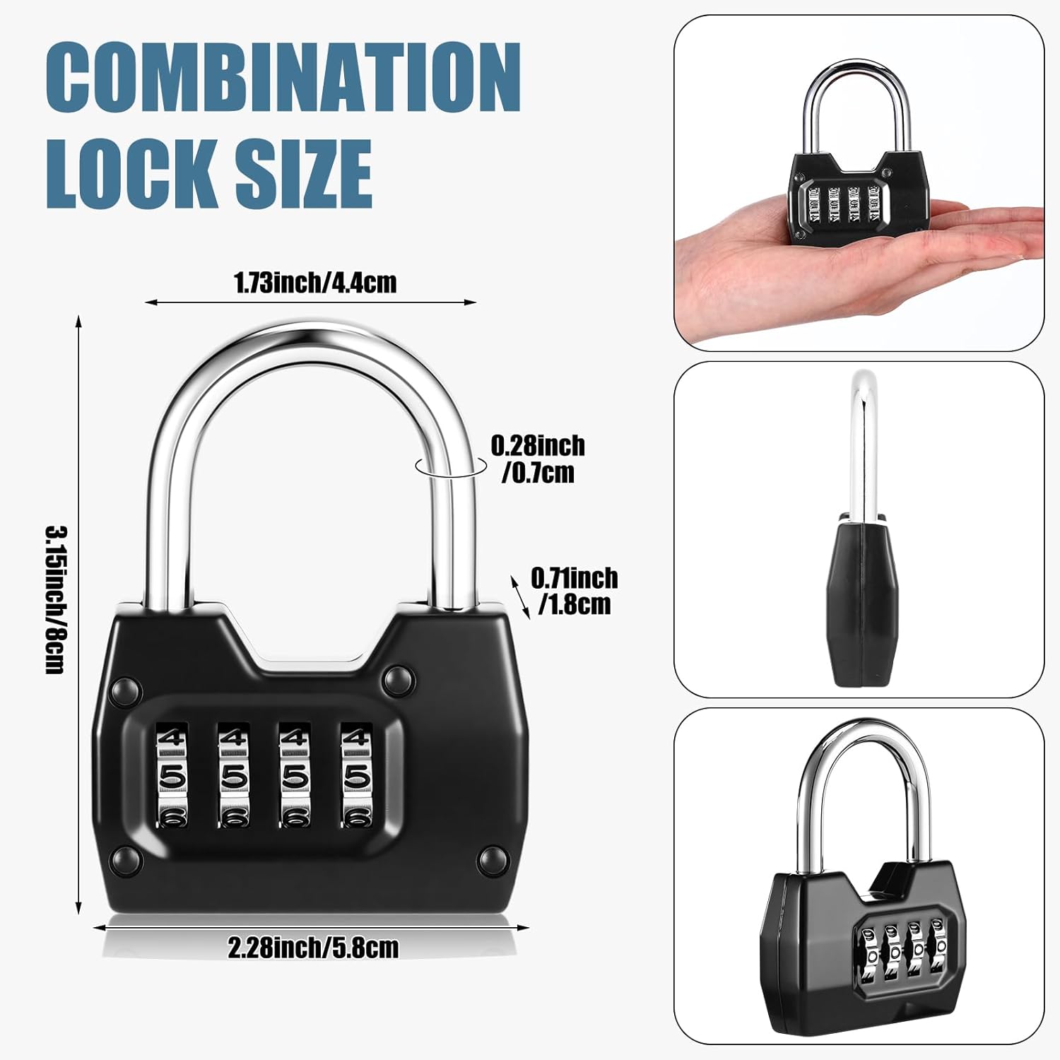 12 Pack Combination Lock 4 Digit Combination Lock Wide Shackle Outdoor Waterproof Combo Padlock for School Gym Sports Fence Gate Shed Unit Toolbox Case Hasp Storage