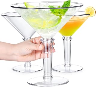 48oz Giant Martini Glass, Plastic Cup for Centerpieces, 3 Pcs (Clear)