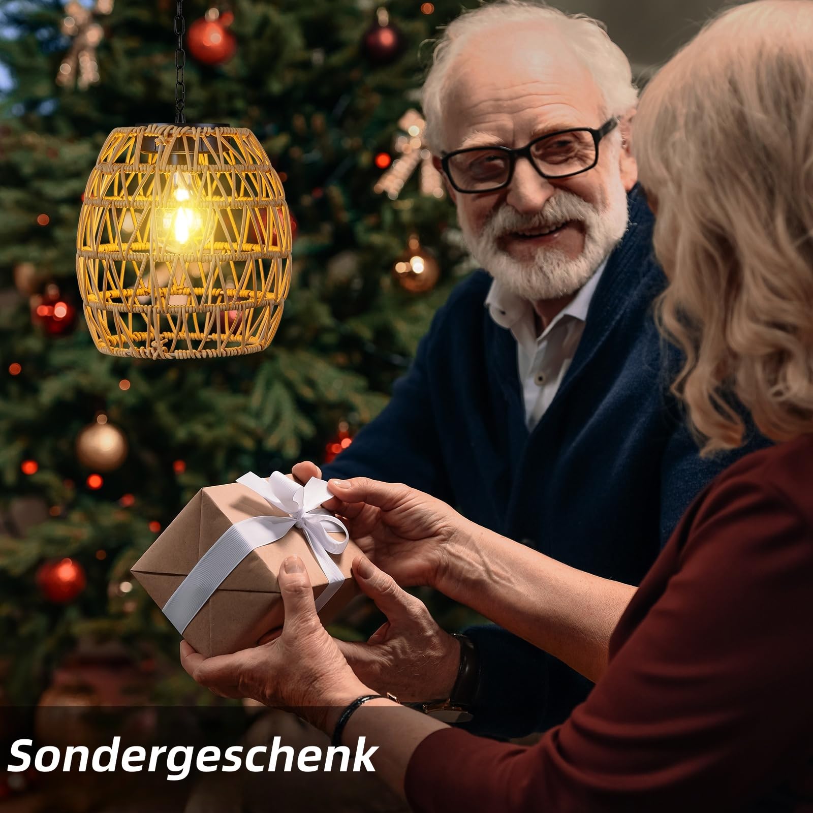 Pearlstar Solarlampen für Außen hängend, Rattan Solarlaterne für Außen wetterfest, Solarleuchten Garten im böhmischen Stil für Balkon, Terrasse, Patio, Hof-Deko