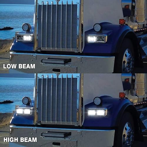 Miniatura 7 de AUDEXEN Faros delanteros LED de 4 x 6 pulgadas de 60 W aprobado por DOT compatibles con Kenworth T800 T600 Peterbilt 379 Feightliner H4656 H4666