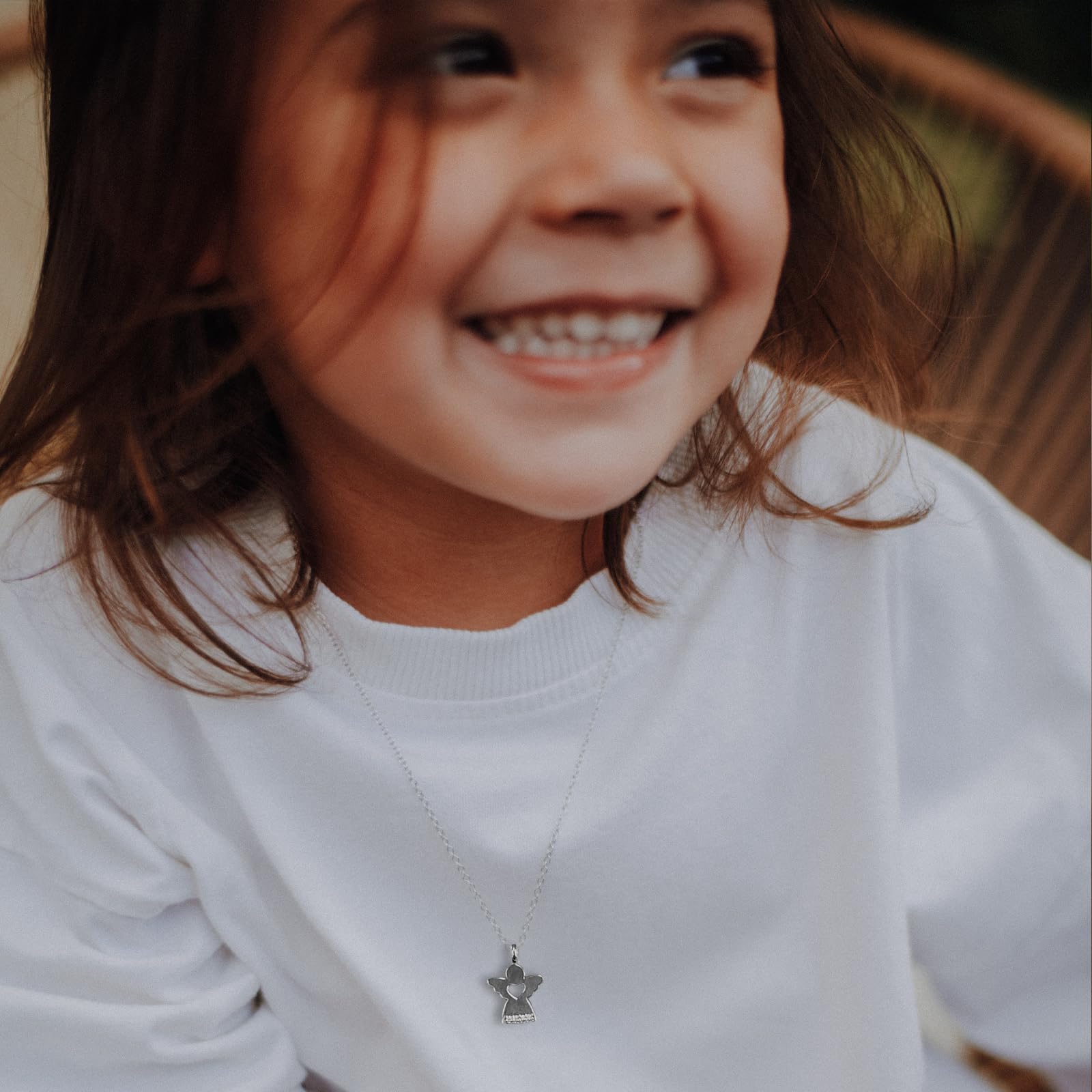 Engelanhänger Engel Kette Silber 925 Schutzengel Zirkonia Engelchen Kommunion Taufkette Taufanhänger Taufe Silberkette Engelsanhänger Herz mit Halskette Engelkette Mädchen Kinder Schmuck Geschenk