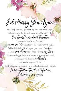 DEXSA I'd Marry You Again Wood Plaque with Inspiring Quotes 6"x9" - Elegant Frame Wall & Tabletop Decoration | Easel & Hanging Hook | Christian Family Religious Home Decor Saying | Made in the USA