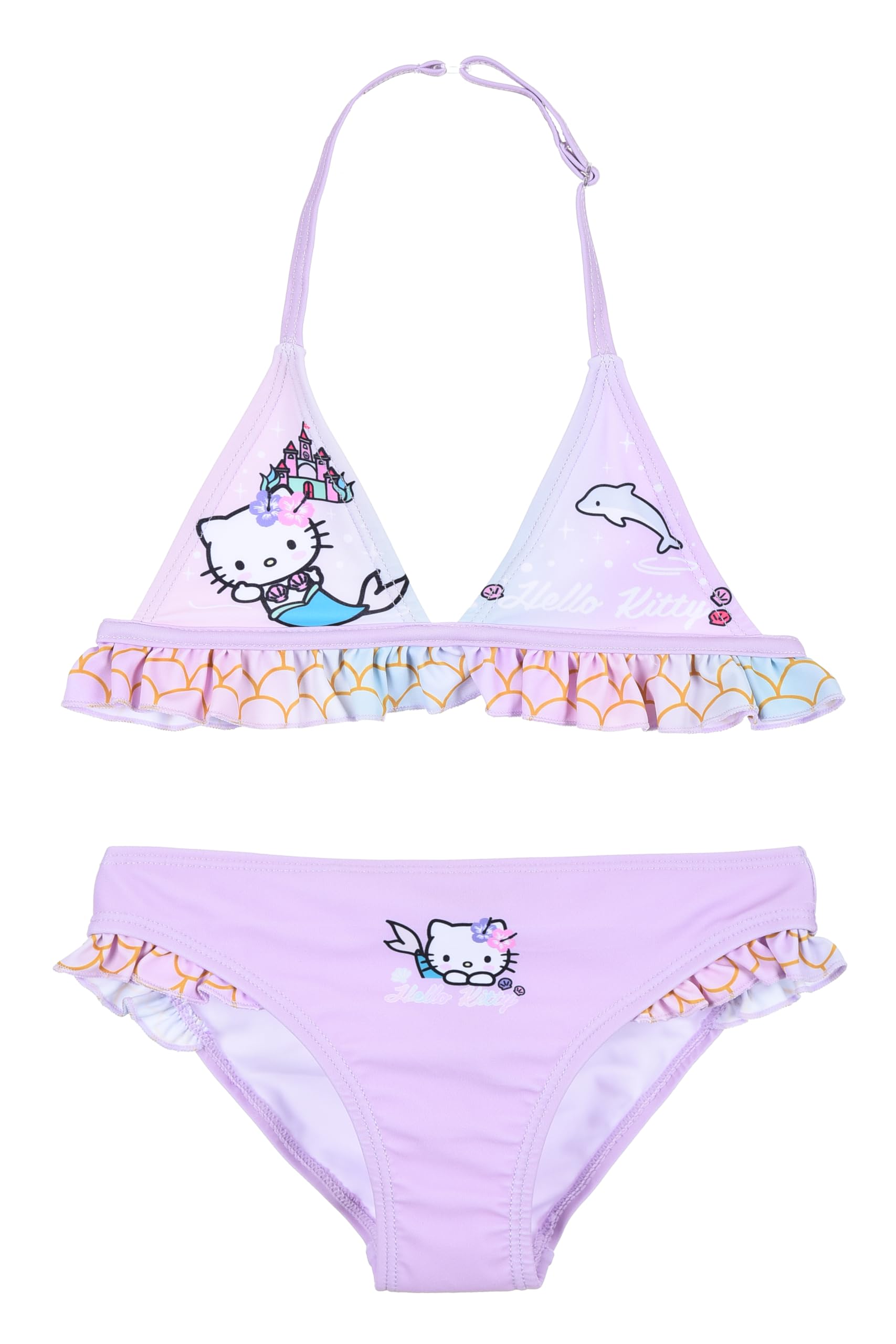 Sanrio Hello Kitty Maillot de Bain Deux Pièces pour Fille, Motif Sirène, Bikini pour Enfant, Tailles 3 à 8 Ans