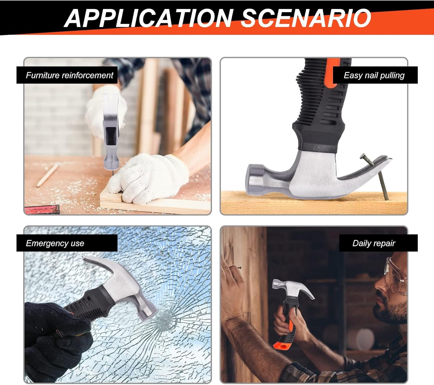 12 Pcs Stubby Claw Hammer, 8 Ounce Small Mini Stubby Hammer, Small Claw Hammers Lightweight Melt Hammers Tool for Home Repair, Building, Work, Crafts Handmade Outdoor Camping (Black-Red)