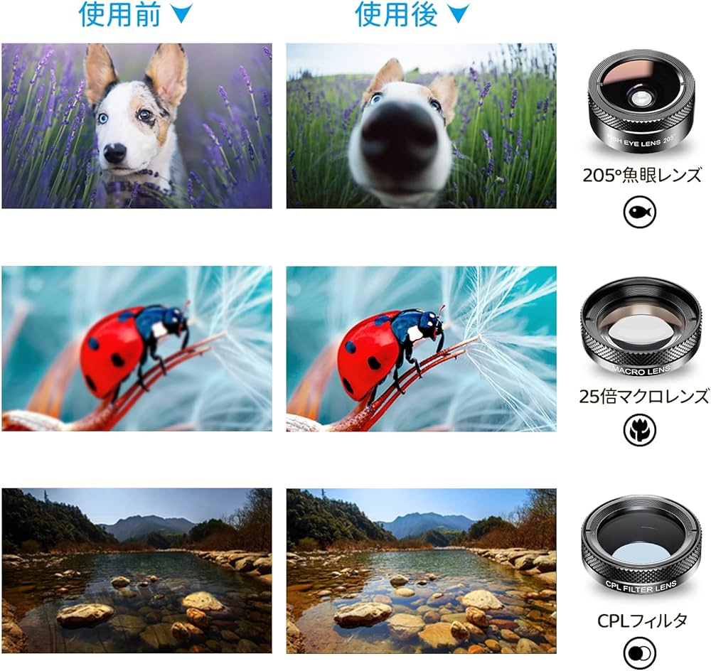 Amazon.co.jp: Ronims スマホレンズ スマホ用カメラレンズ 6in1スマホ