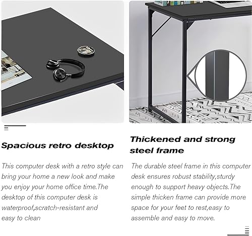 Miniatura 5 de Escritorio para computadora de 39 pulgadas, escritorio de oficina en casa, mesa de estudio, escritorio de PC de estilo moderno y simple con marco de