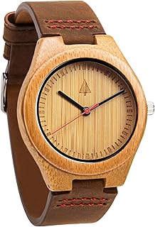 Wooden Watch for Men, Great Japanese Quartz Movement, Analog Stylish Watch with Adjustable Stainless Steel Clasp, Buckle, Leather Straps Wrist Wood Watch Made from Wood, Relojes para Hombre