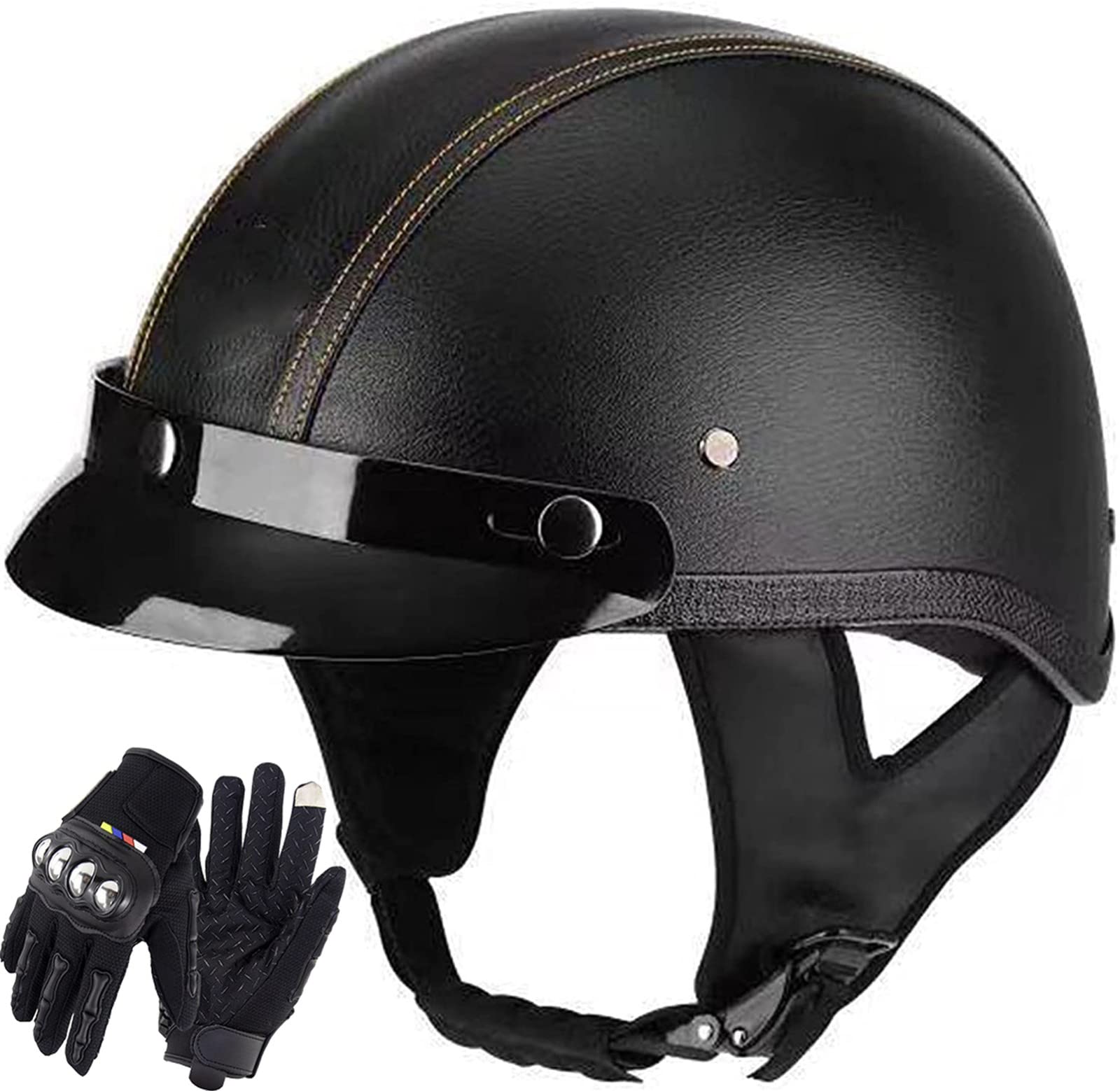 german motorcycle half helmet dot low profile matt black YMKJGZS Style Open Face Road Riding Beanie Chopper Helmet take a tape measure just above your eyebrow around your head just at the top of your ears Carbon Fiber Lightweight Mayan DOT